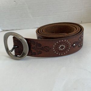 Fossil belt Brown Leather Studded Embossed large